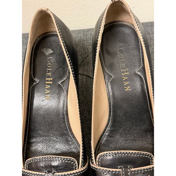 Vtg Cole Womens Kit Kat Heels 6.5B Black Leather Professional Career Workwear - Picture 6 of 12